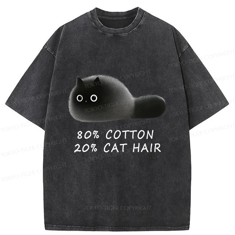 Tokyo-Tiger Funny Cat Hair Washed T-Shirt