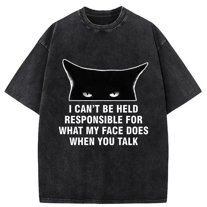 Tokyo-Tiger Cat Expression Management Washed T-Shirt