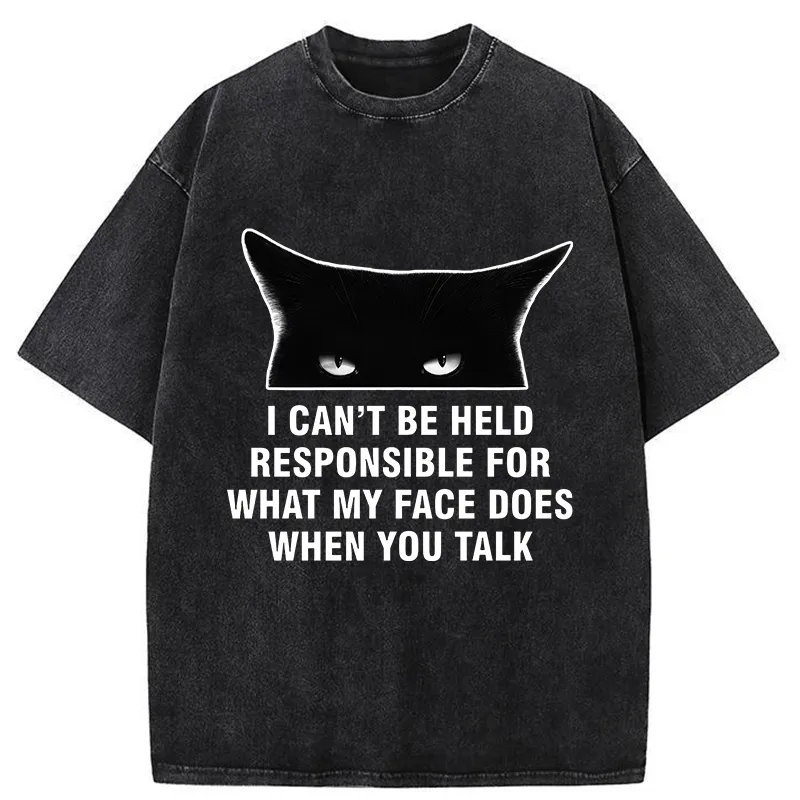 Tokyo-Tiger Cat Expression Management Washed T-Shirt