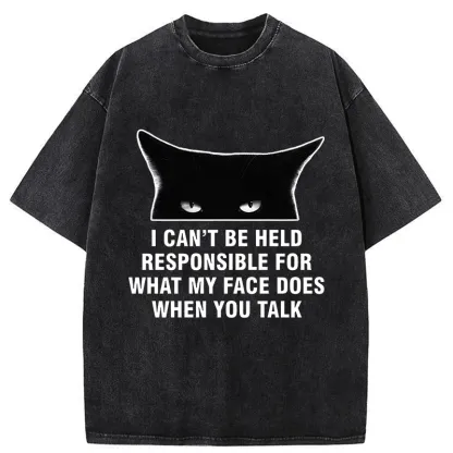 Tokyo-Tiger Cat Expression Management Washed T-Shirt