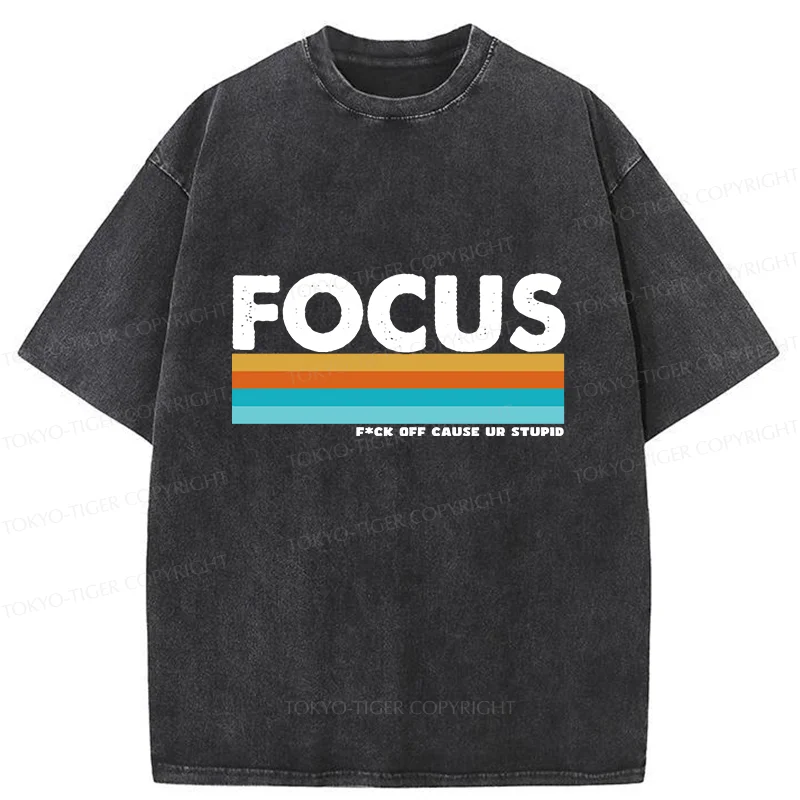 Tokyo-Tiger Funny FOCUS Washed T-Shirt