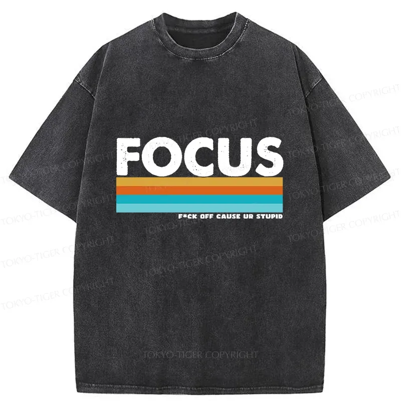 Tokyo-Tiger Funny FOCUS Washed T-Shirt