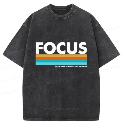 Tokyo-Tiger Funny FOCUS Washed T-Shirt