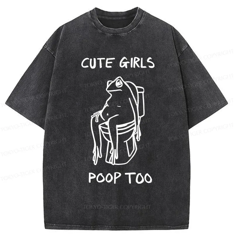 Tokyo-Tiger Pooping Frog Washed T-Shirt