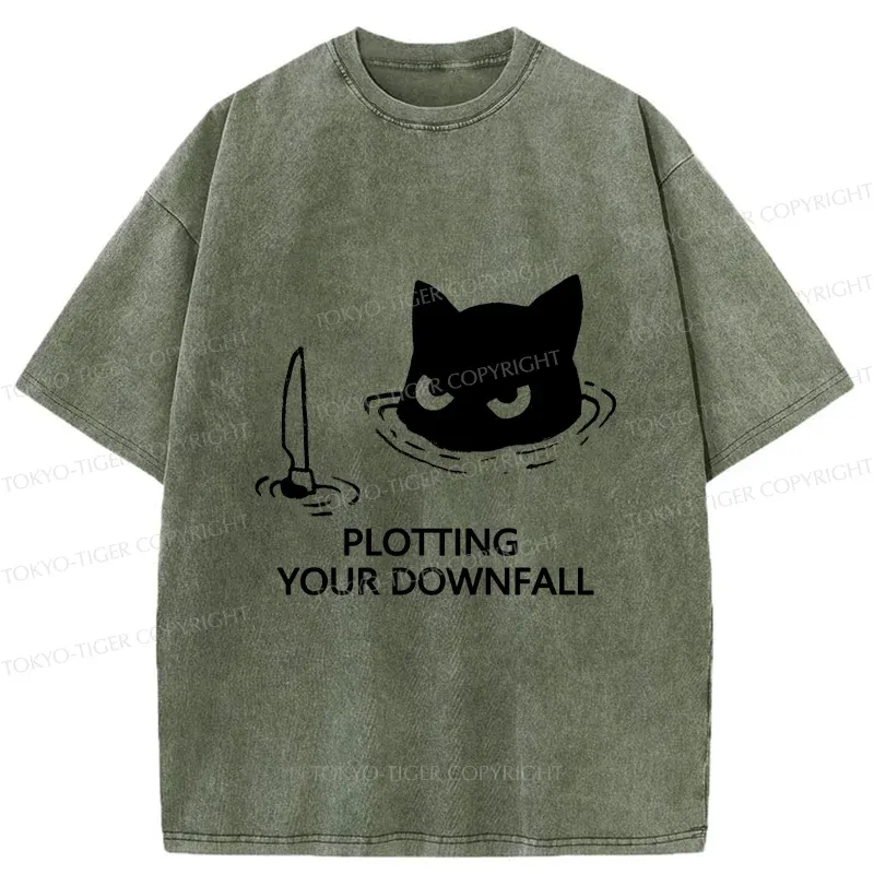 Tokyo-Tiger Cat Planning Something Bad Washed T-Shirt