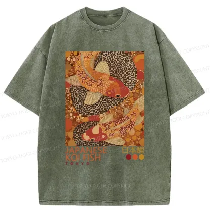 Tokyo-Tiger Japanese Koi Poster Washed T-Shirt
