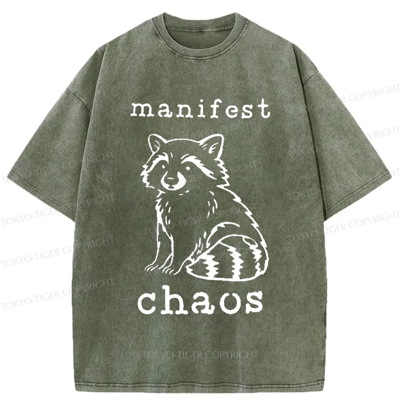 Tokyo-Tiger Manifest Chaos Raccoon Washed T-Shirt