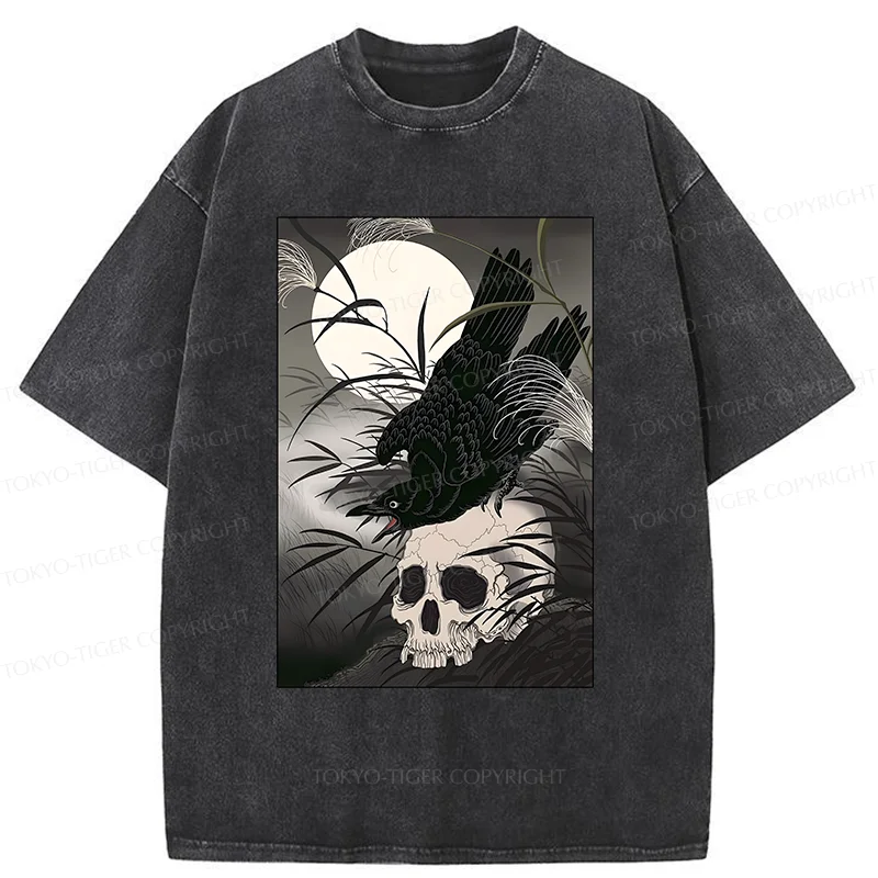 Tokyo-Tiger Ukiyoe Crow Washed T-Shirt