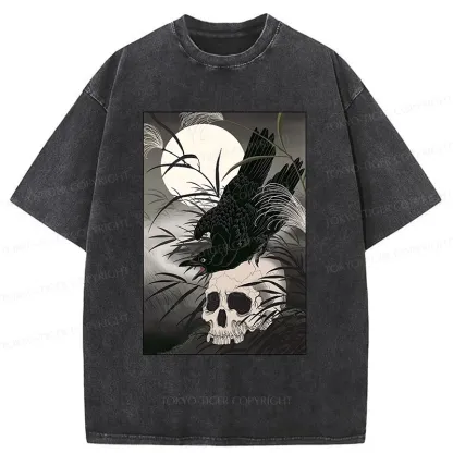 Tokyo-Tiger Ukiyoe Crow Washed T-Shirt