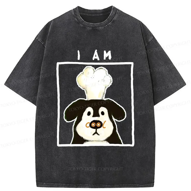 Tokyo-Tiger Cool Dog Chef Washed T-Shirt
