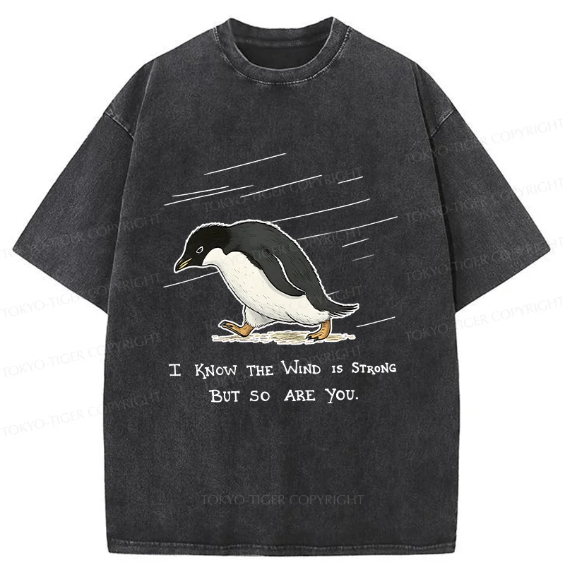 Tokyo-Tiger Penguins Walking In The Rain Washed T-Shirt