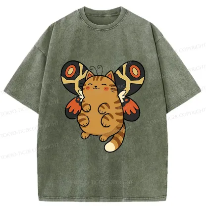 Tokyo-Tiger Cat Butterfly Washed T-Shirt