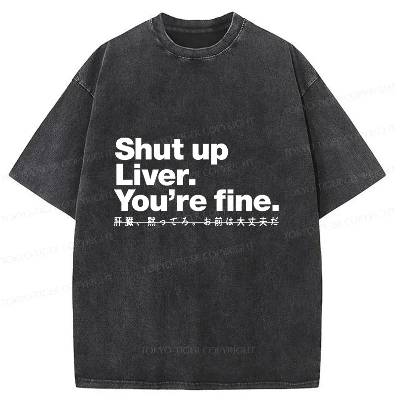 Tokyo-Tiger Liver And Alcohol Funny Washed T-Shirt Sale