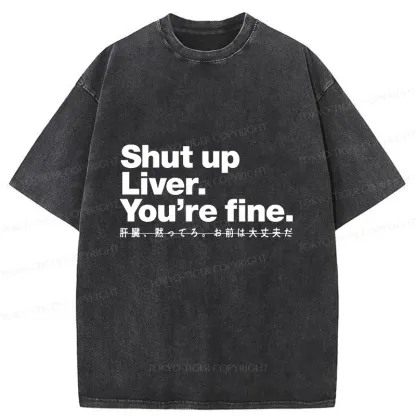 Tokyo-Tiger Liver And Alcohol Funny Washed T-Shirt