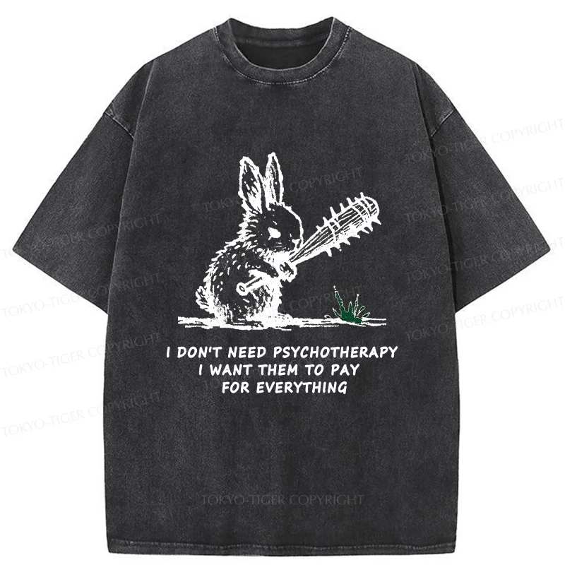 Tokyo-Tiger Violent Rabbit Funny Washed T-Shirt