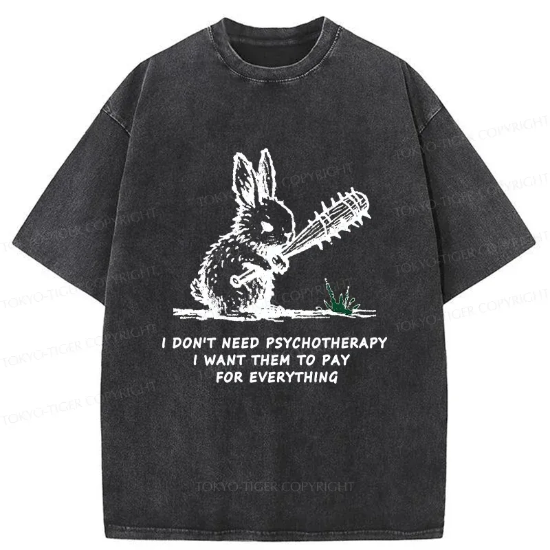 Tokyo-Tiger Violent Rabbit Funny Washed T-Shirt