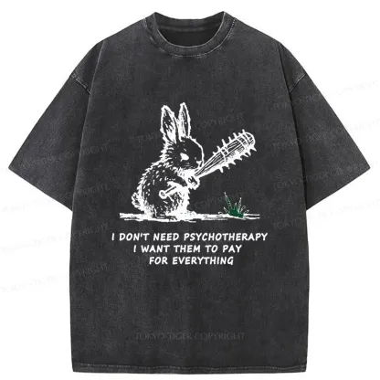Tokyo-Tiger Violent Rabbit Funny Washed T-Shirt