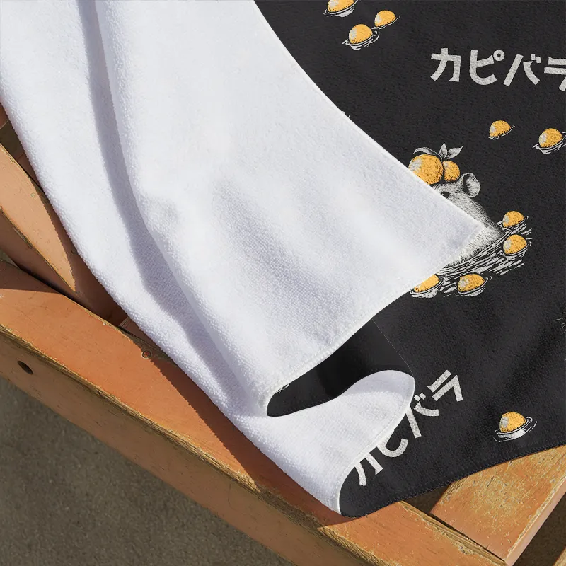 Tokyo-Tiger Cute Capybara And Lemon Beach Towel