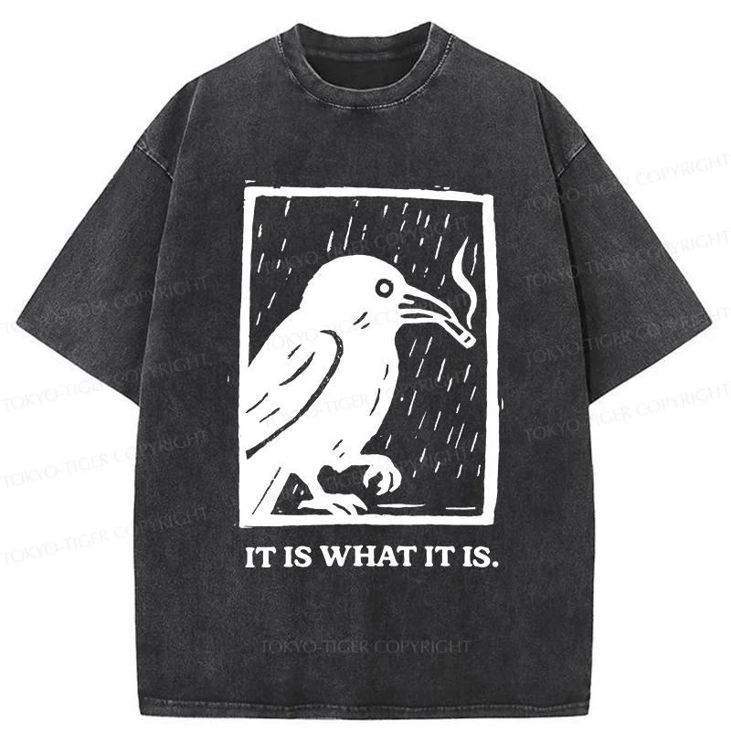 Tokyo-Tiger Smoking Crow Washed T-Shirt