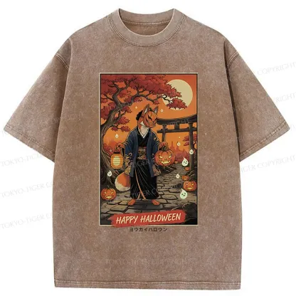 Tokyo-Tiger Halloween Fox Demon Washed T-Shirt