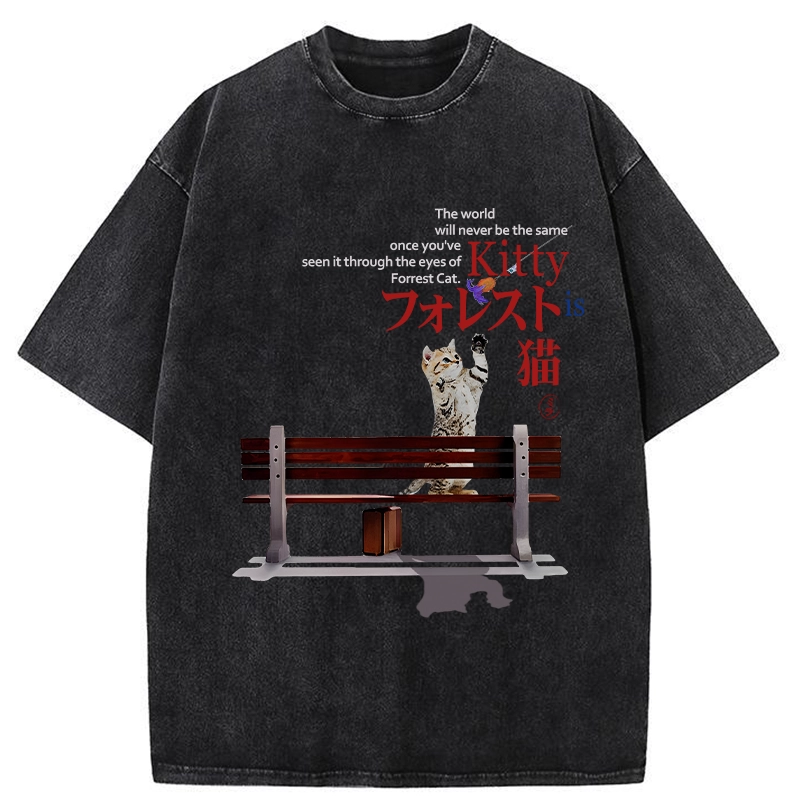 Tokyo-Tiger Forrest Cat's Perspective Washed T-Shirt