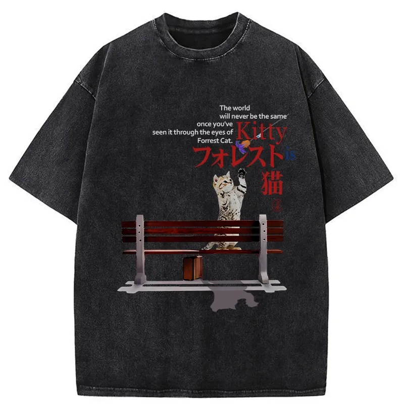Tokyo-Tiger Forrest Cat's Perspective Washed T-Shirt