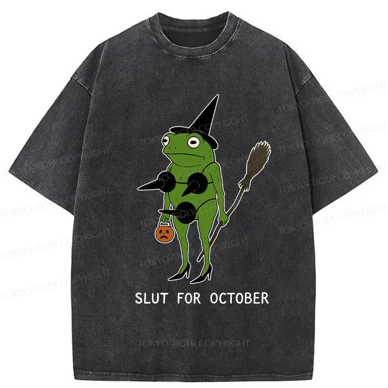Tokyo-Tiger Halloween Frog Witch Washed T-Shirt