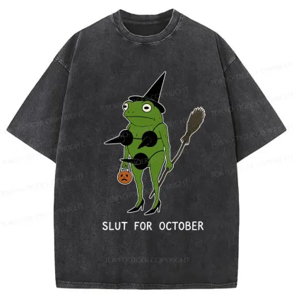 Tokyo-Tiger Halloween Frog Witch Washed T-Shirt