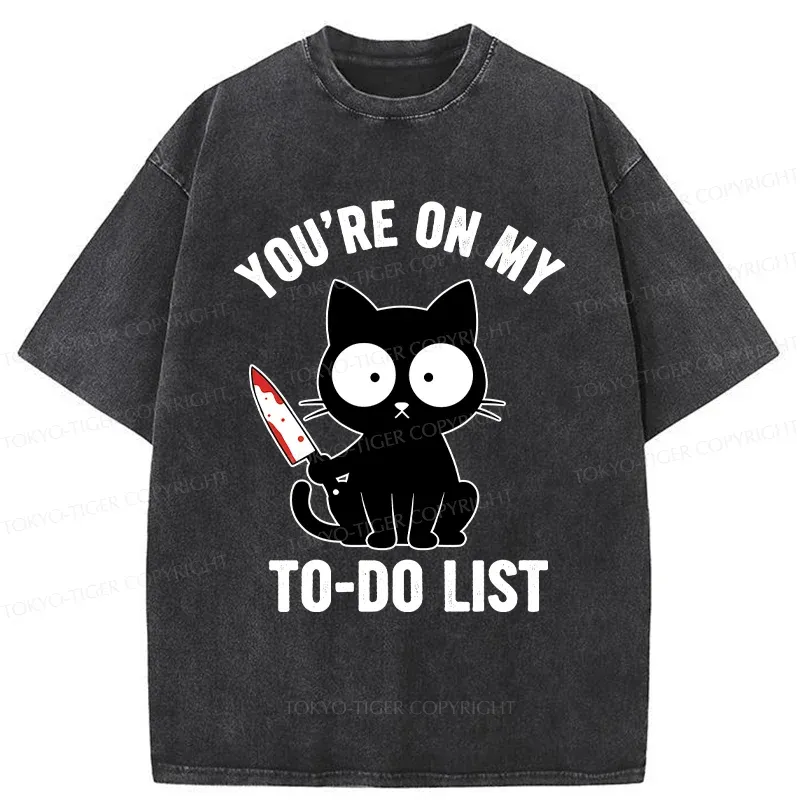 Tokyo-Tiger Cat Ready To Murder Washed T-Shirt