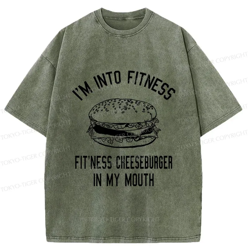 Tokyo-Tiger Fitness Cheeseburger Washed T-Shirt