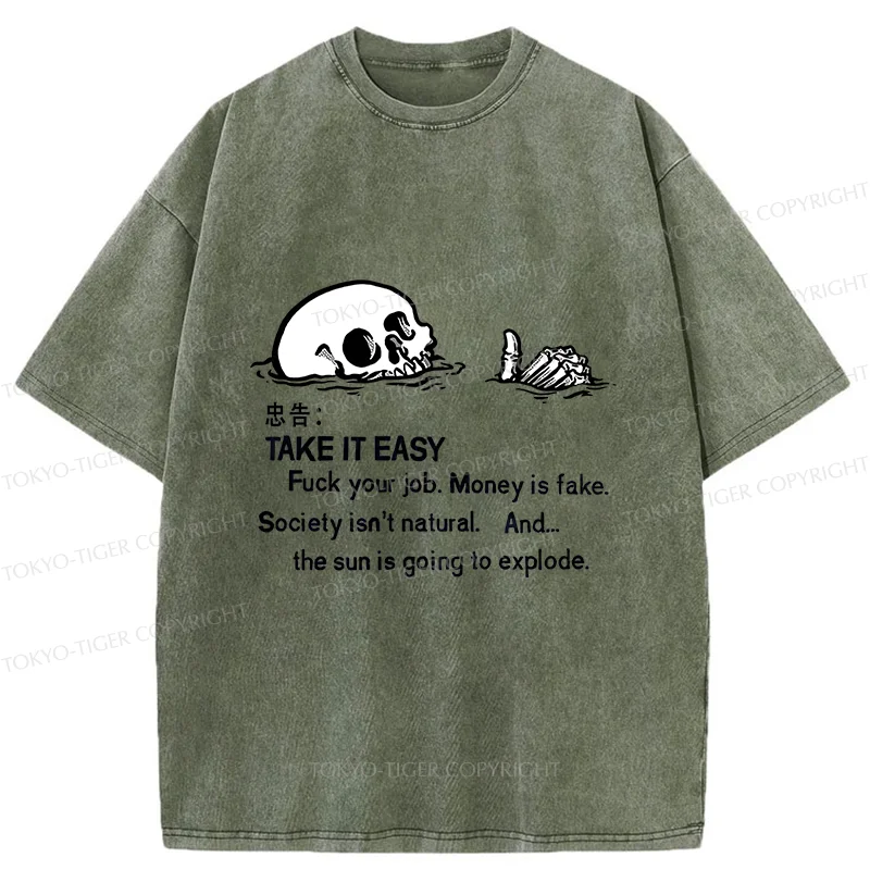 Tokyo-Tiger Skeleton Ridicule Washed T-Shirt