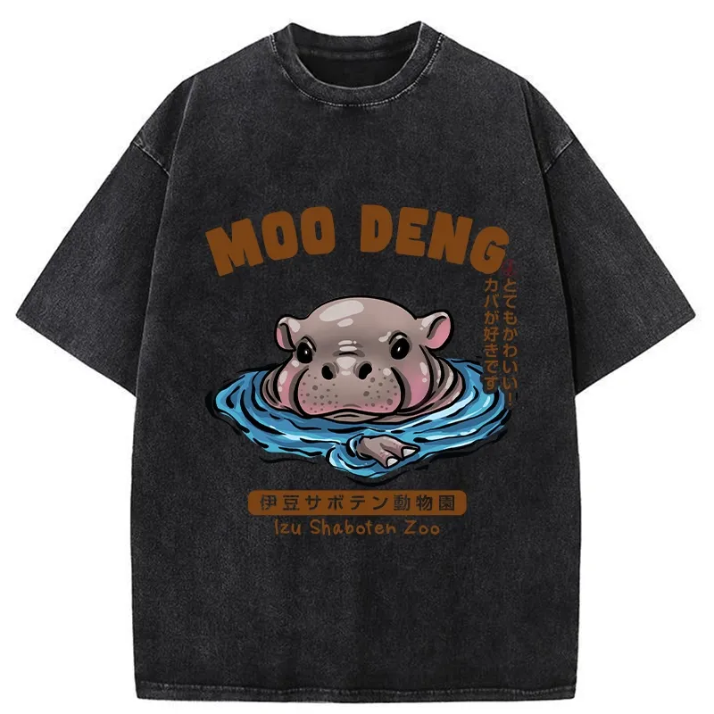 Tokyo-Tiger Relaxed Hot Spring Moo Deng Washed T-Shirt