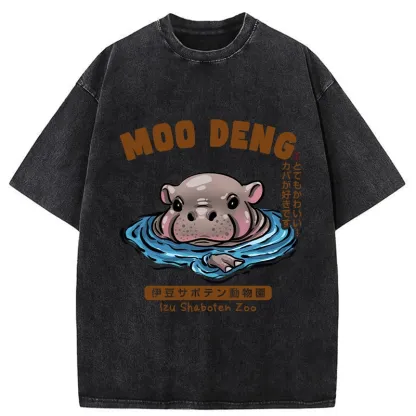 Tokyo-Tiger Relaxed Hot Spring Moo Deng Washed T-Shirt