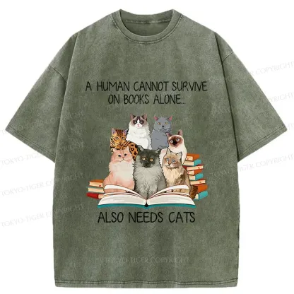 Tokyo-Tiger Cats Are A Necessity For Humans Washed T-Shirt