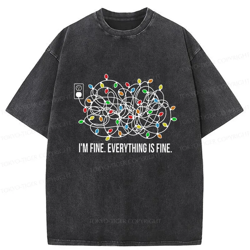 Tokyo-Tiger Light String Funny Washed T-Shirt Sale