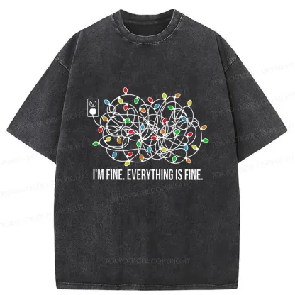 Tokyo-Tiger Light String Funny Washed T-Shirt