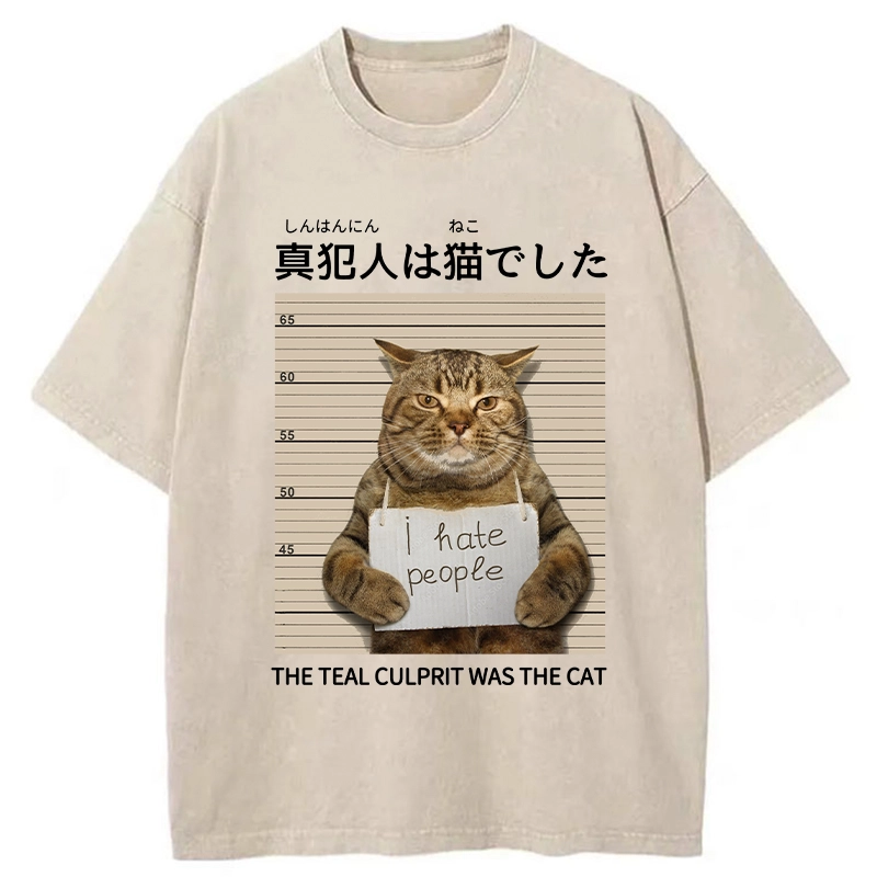 Tokyo-Tiger The Culprit Is The Cat Washed T-Shirt