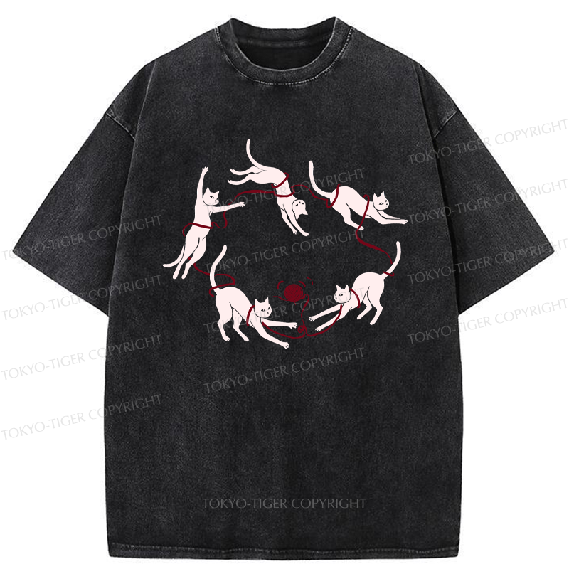 Tokyo-Tiger A Kitten Playing With Yarn Washed T-Shirt