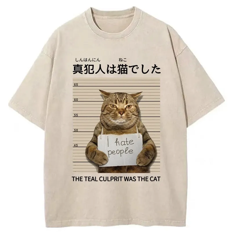 Tokyo-Tiger The Culprit Is The Cat Washed T-Shirt