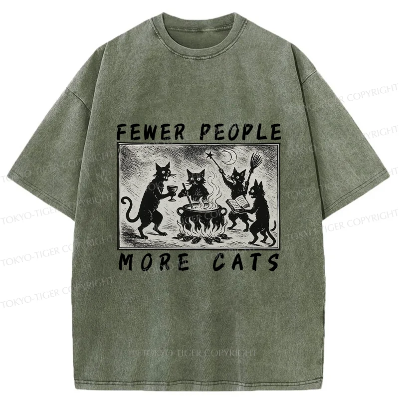 Tokyo-Tiger More Cats Funny Washed T-Shirt