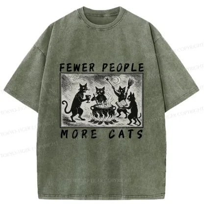 Tokyo-Tiger More Cats Funny Washed T-Shirt