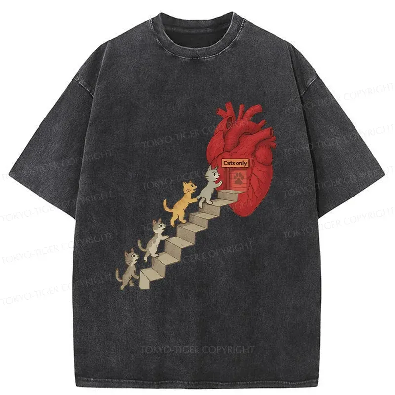 Tokyo-Tiger There's Only Cats In My Heart Washed T-Shirt