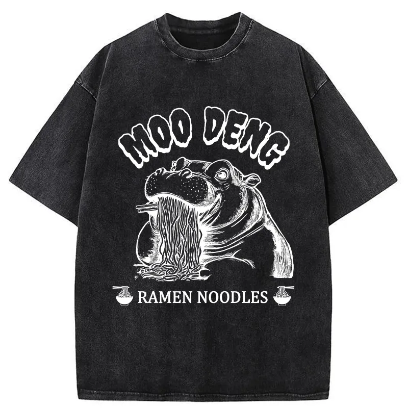 Tokyo-Tiger Ramen Lover Moo Deng Washed T-Shirt