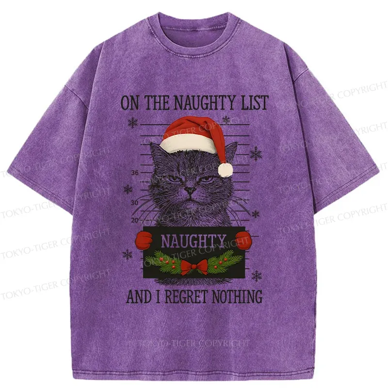 Tokyo-Tiger Christmas Naughty Cat Washed T-Shirt