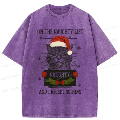 Tokyo-Tiger Christmas Naughty Cat Washed T-Shirt