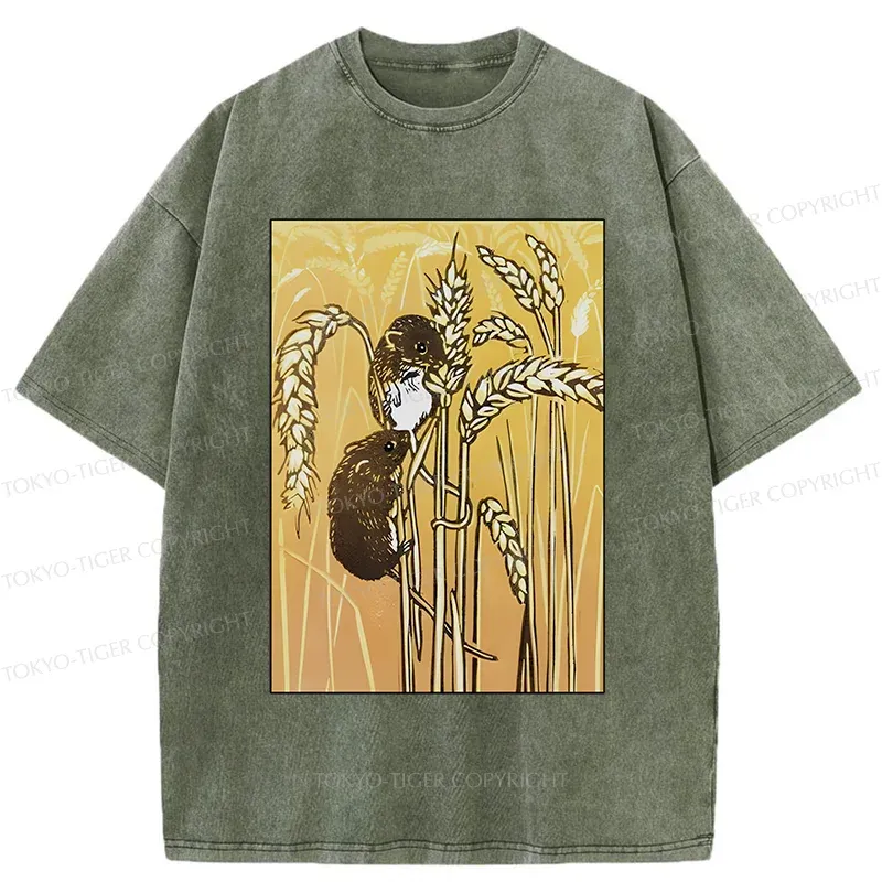 Tokyo-Tiger Rats Steal Rice Washed T-Shirt