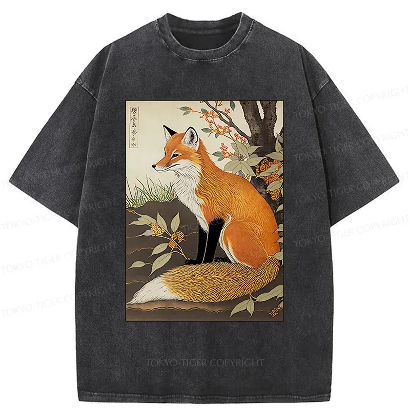 Tokyo-Tiger Ukiyo-e Fox Washed T-Shirt