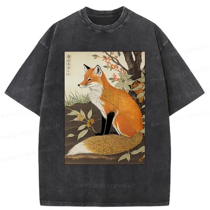 Tokyo-Tiger Ukiyo-e Fox Washed T-Shirt