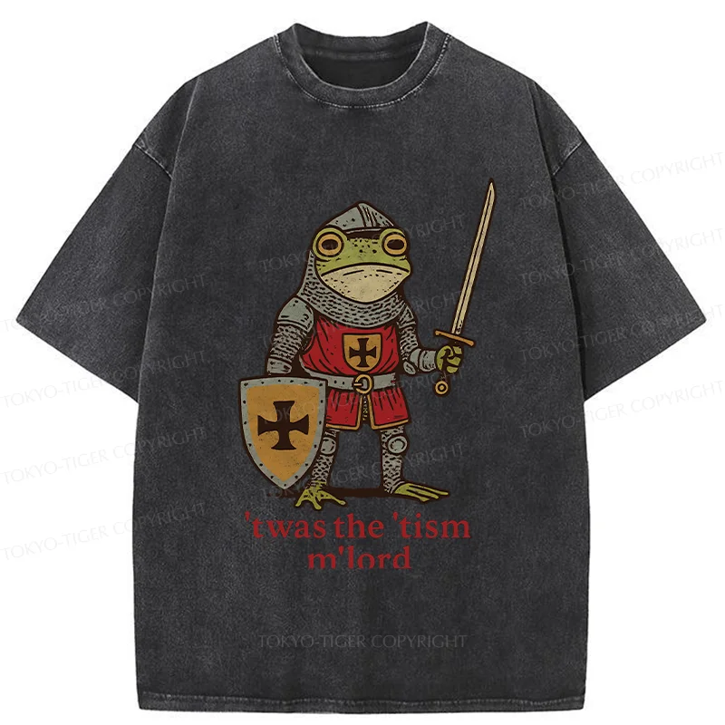 Tokyo-Tiger Frog Knight Funny Washed T-Shirt