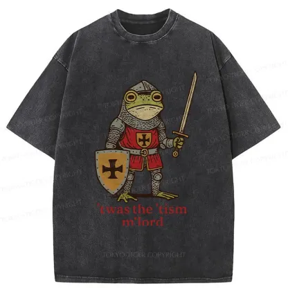 Tokyo-Tiger Frog Knight Funny Washed T-Shirt